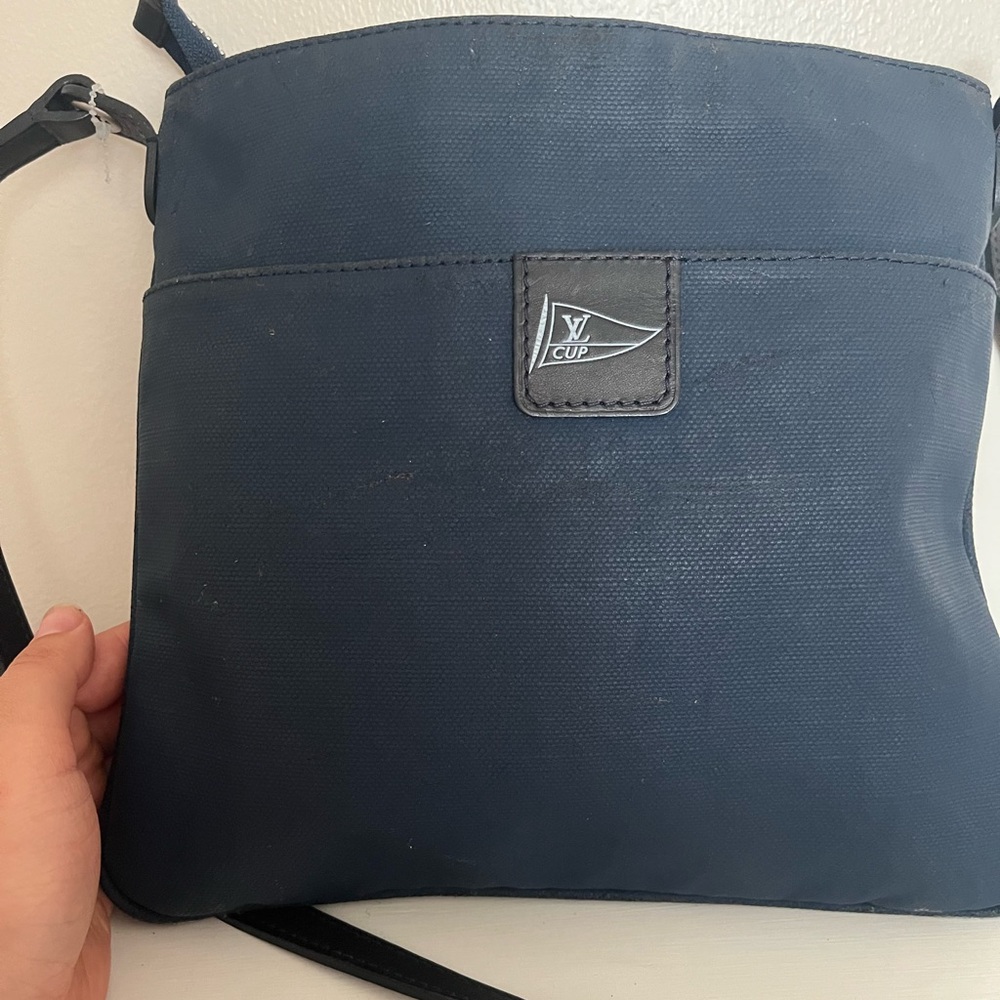 LOUIS VUITTON Genoa Marine Shoulder Bag LV cup Navy blue FL0047 crossbody - Picture 11 of 13